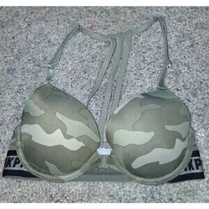 Victoria's Secret PINK Wear Everywhere Push-up Bra SZ 30B camo Strappy